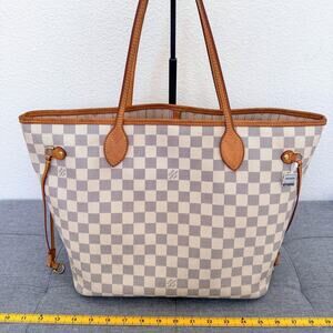 Authentic Louis Vuitton Neverfull MM Damier Azur Tote Shoulder Bag-2